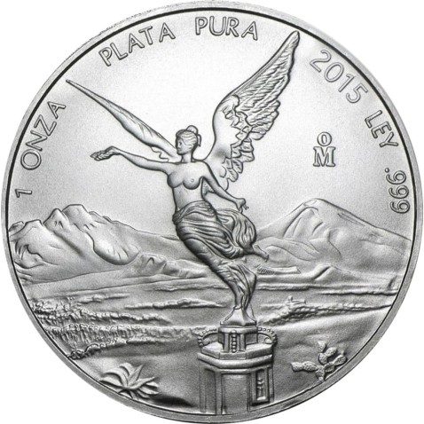 Moneda onza de plata México 2015.