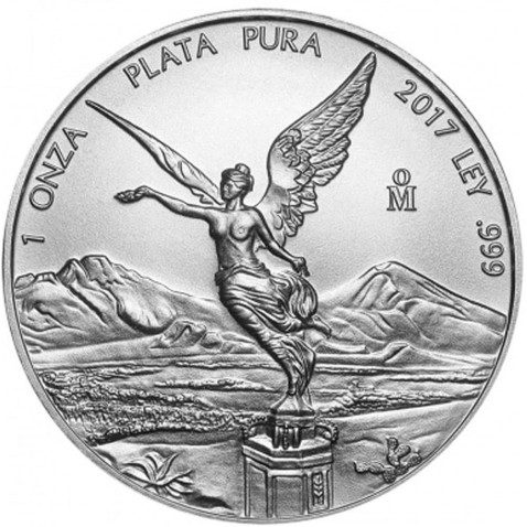 Moneda onza de plata México 2017.