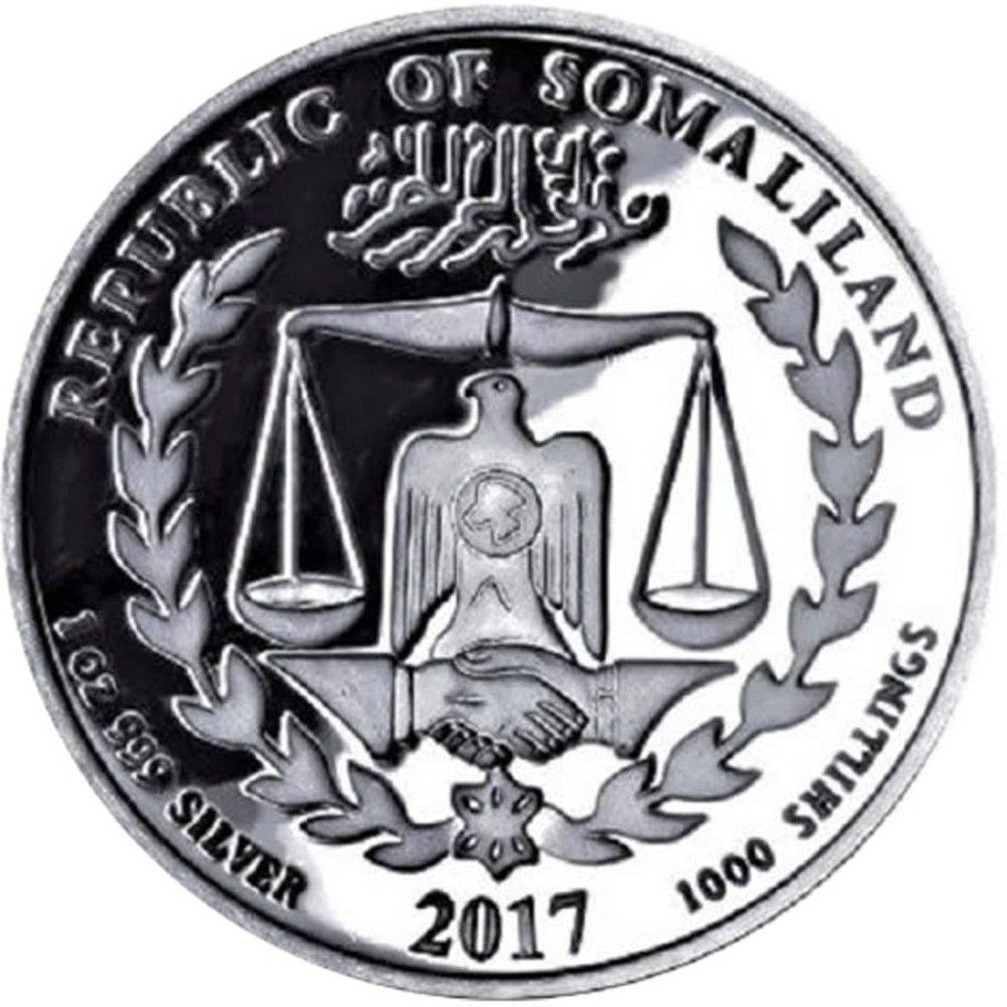 Moneda onza de plata 1000 Shillings Somaliland Año Gallo 2017.