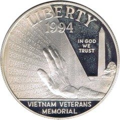 Moneda de plata 1$ Estados Unidos 1994 Veteranos Vietnam.