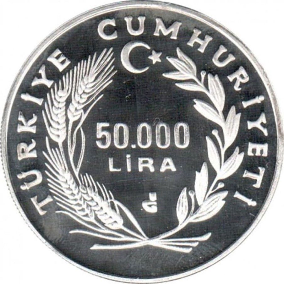 Moneda de plata Turquía 50.000 Liras 1994 Mundial de Futbol