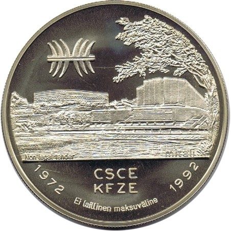 Moneda 5 Ecu Finlandia 1992 Conferencia CSCE. Cuproníquel.