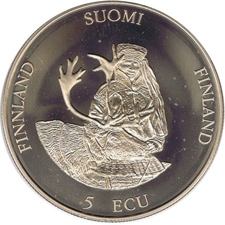 Moneda 5 Ecu Finlandia 1994 Rovaniemi. Cuproníquel.