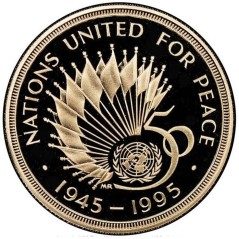 Moneda de plata 2 pounds Gran Bretaña 1995 50 Años ONU.