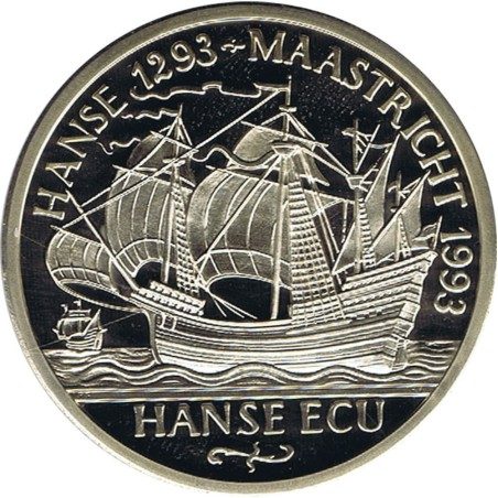 Moneda Hanse Ecu 5 Euro Munster 1996 Barcos. Cuproníquel.