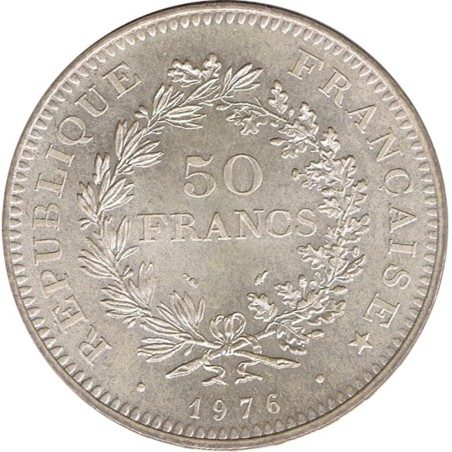 Moneda de plata 50 francos Francia 1976.