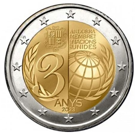 moneda conmemorativa 2 euros Andorra 2023 Nacions Unides  - 1