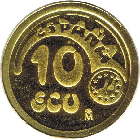 Moneda de oro 10 Ecu España Plus Ultra 1989