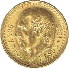 Moneda de oro 2.5 Pesos México 1945  - 1