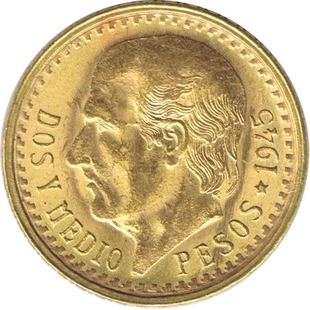 Moneda de oro 2.5 Pesos México 1945  - 1