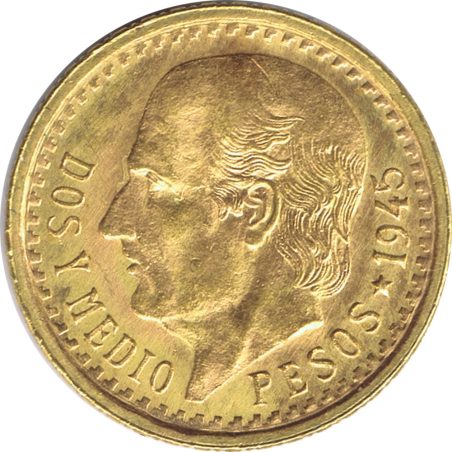 Moneda de oro 2.5 Pesos México 1945