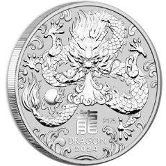 Moneda onza de plata 1$ Australia Año Lunar Dragón 2024  - 1