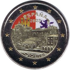 moneda conmemorativa 2 euros España 2023 Cáceres. Color B.  - 1