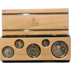 V Centenario 1990 Serie II Estuche 5 valores. Plata FDC Mate  - 1