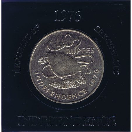 Seychelles 10 Rupias 1976 Independence Tortuga. Cuproniquel.