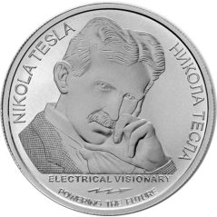 Moneda onza de Plata 100 Dinares Serbia 2023. Nikola Tesla.  - 1