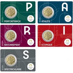 moneda conmemorativa 2 euros Francia 2024 JJOO. 5 coincards