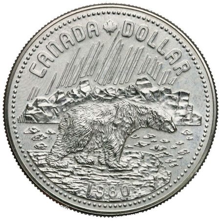 Canada 1$ 1980 Territorio Artico. Oso Polar. Plata en estuche.