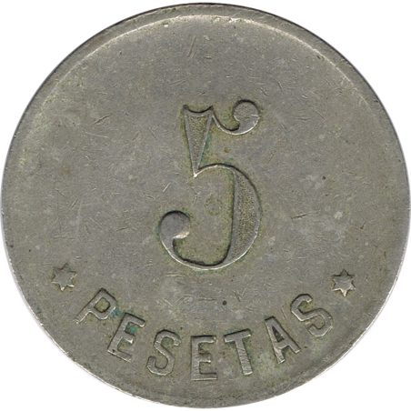 Moneda 5 pesetas La Económica Palafrugellense.
