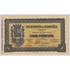 (1937) Banco de España. Gijón. 100 Pesetas. Serie 095343. EBC  - 2