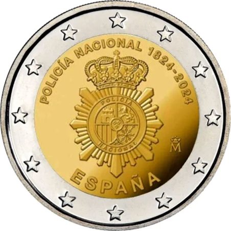 moneda conmemorativa 2 euros España 2024 Policia Nacional.