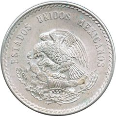 Moneda de plata 5 pesos Mexico 1948.
