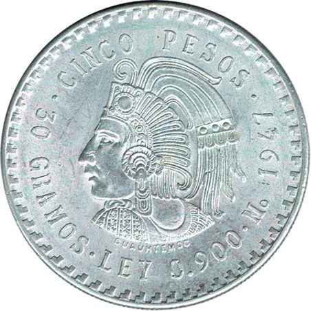 Moneda de plata 5 pesos Mexico 1947.  - 1