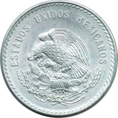 Moneda de plata 5 pesos Mexico 1947.