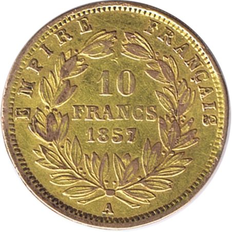 Moneda de oro Francia 10 francs Napoleon III 1857