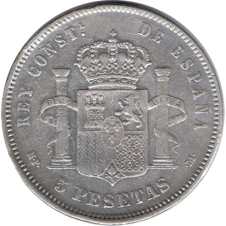 5 Pesetas Plata 1889 *89 Alfonso XIII MP M.