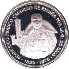 Medalla onza de plata pura Francisco Franco 1892-1975.  - 1