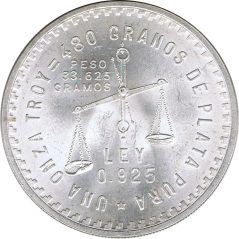 Moneda onza de plata México 1949.