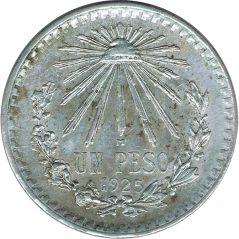 Moneda de plata 1 peso Mexico 1925.  - 1