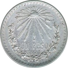 Moneda de plata 1 peso Mexico 1921.  - 1