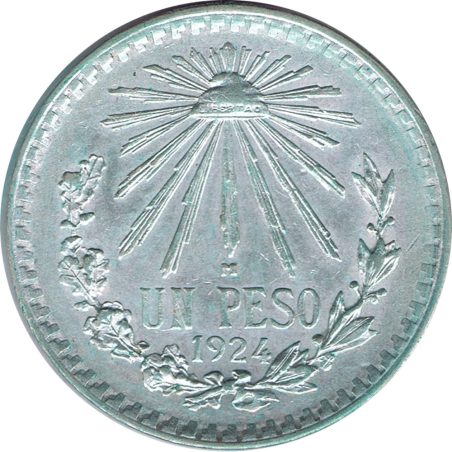 Moneda de plata 1 peso Mexico 1924.