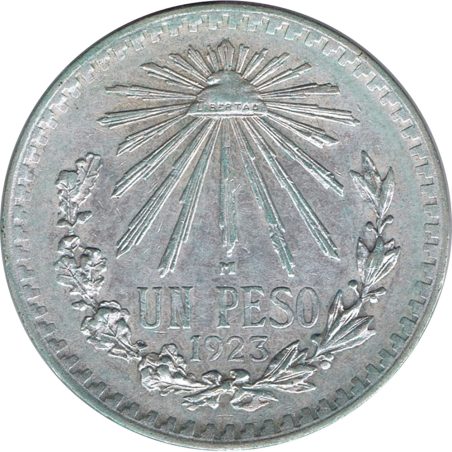 Moneda de plata 1 peso Mexico 1923.  - 1