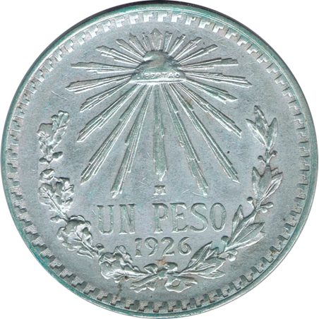 Moneda de plata 1 peso Mexico 1926.  - 1