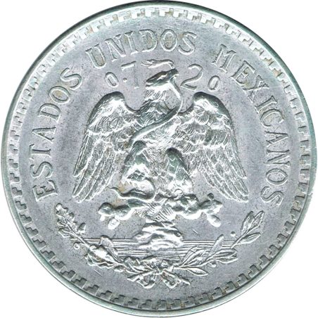 Moneda de plata 5 pesos Mexico 1938.