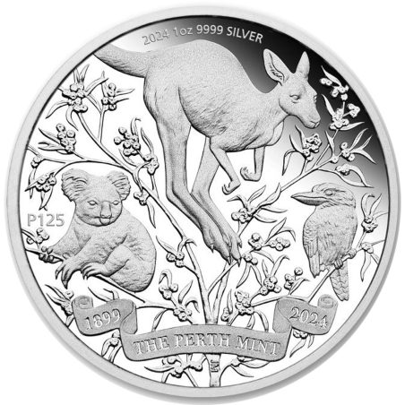 Moneda onza de plata 1$ Australia 2024 125 Años Perth Mint  - 1