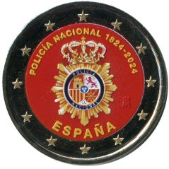 moneda conmemorativa 2 euros España 2024 Policia. Color  - 1