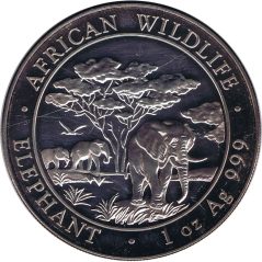 Moneda onza de plata 100 Shillings Somalia Elefante 2012.  - 1