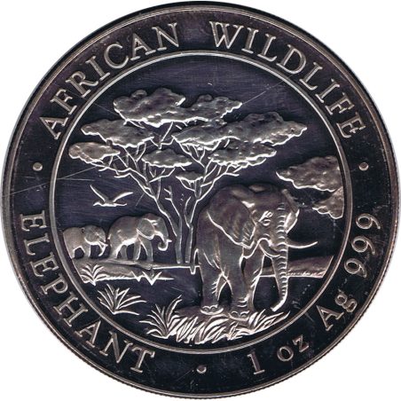Moneda onza de plata 100 Shillings Somalia Elefante 2012.