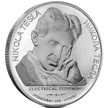 Moneda onza de Plata 100 Dinares Serbia 2024. Nikola Tesla.  - 1