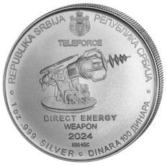 Moneda onza de Plata 100 Dinares Serbia 2024. Nikola Tesla.