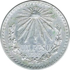 Moneda de plata 1 peso Mexico 1935.  - 1