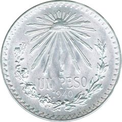 Moneda de plata 1 peso Mexico 1940.  - 1