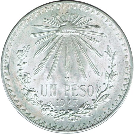 Moneda de plata 1 peso Mexico 1943.  - 1