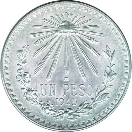 Moneda de plata 1 peso Mexico 1945.