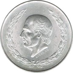 Moneda de plata 5 pesos Mexico 1953 Hidalgo.
