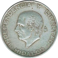 Moneda de plata 5 pesos Mexico 1956 Hidalgo.